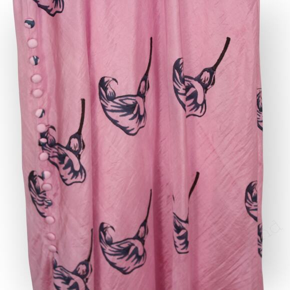 Large Alix of Bohemia Athens Pink Calla Lily Silk Slip Dress Sweetheart Lined - Picture 15 of 16